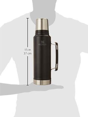 Imagem de Stanley Classic Vacuum Isolado Wide Mouth Bottle, Matte Black - BPA-Free 18/8 Inoxidável Garrafa de aço inoxidável para bebidas frias e quentes - Mantém líquido quente ou frio por até 24 horas  Garantia vitalícia