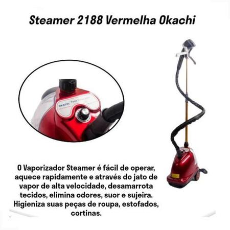 Imagem de Steamer Vaporizador Vermelho - Passar Roupas A Vapor Okachi
