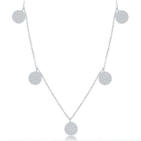 Imagem de Sterling Silver Multi CZ Colar de Disco