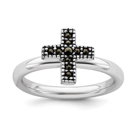 Imagem de Sterling Silver Stackable Expressions Marcasite Cross Ring