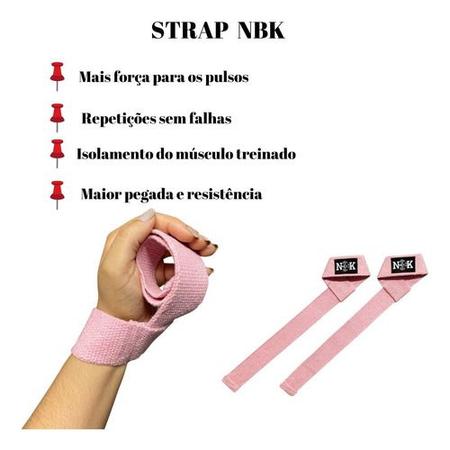 Imagem de Strap Musculação Rosa Cross Treino Pesado Fitness Barra