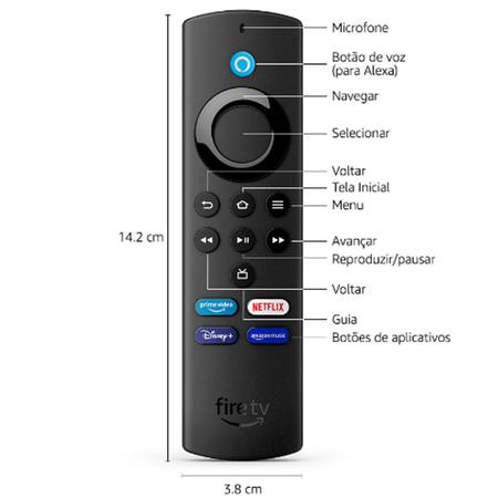 Streaming Amazon Fire TV Stick Lite com Controle Remoto Lite por