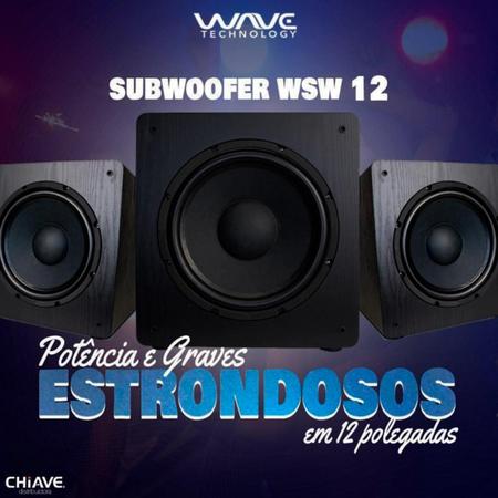 Imagem de Subwoofer Ativo para Home Theater Wave Sound WSW12 250 Watts RMS 12" 127V Preto