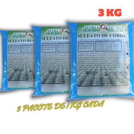 Sulfato De Cobre Pentahidratado 3Kg Microsal Calda - AGROADUBO Imagem de Sulfato De Cobre Pentahidratado 3Kg Microsal Calda