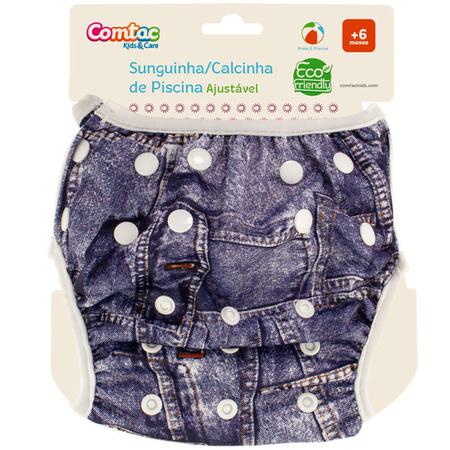 Imagem de Sunguinha Bebê Infantil Piscina Ajustável Tamanho G Jeans Comtac