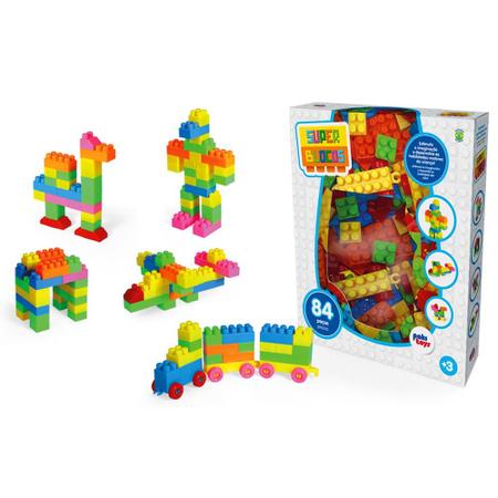 Brinquedo Infantil Super Blocos De Montar (Similar Lego) 84 Peças Color -  Brinquedos Didáticos Pecinhas De Montar PakiToys em Promoção na Americanas