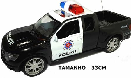 Imagem de Super Camionete Controle Remoto Total  Policia Car Bateria recarregável 32 CM Super Rápida