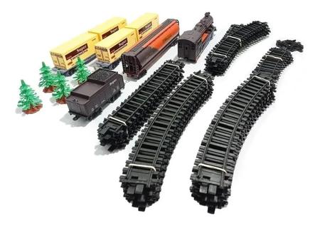 Locomotiva Trilhos Vagoes 8 Metros Ferrorama Trem Som e Luz Brinquedo  Crianca