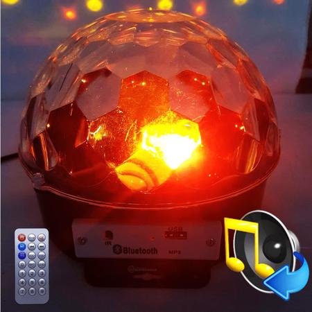 Globo Bola Maluca Laser Jogo De Luz 9 Led Rgb Ritimo Musica