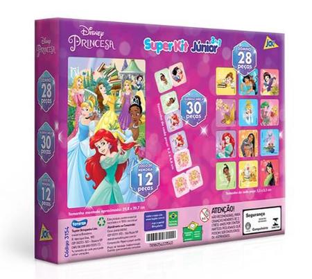 Kit Quebra Cabeça Dominó E Jogo Da Memória Princesas Disney