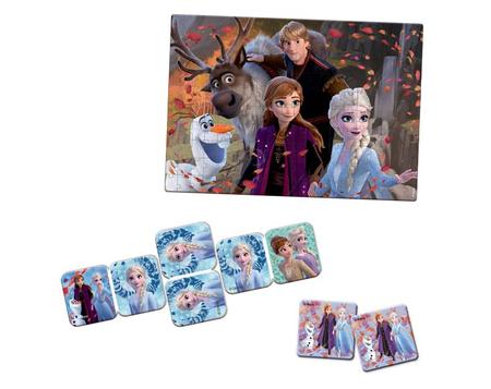 Super Kit Quebra-Cabeça, Dominó e Jogo da Memória Frozen 2 em