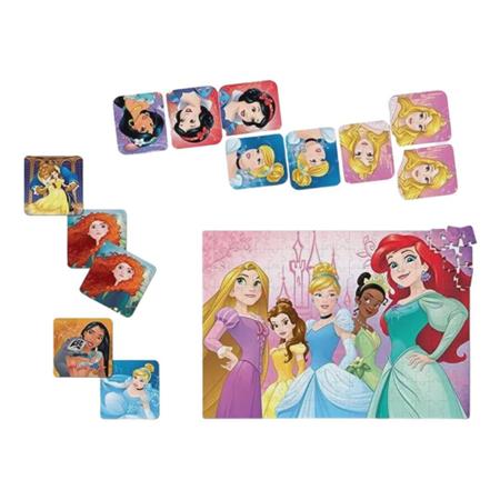 Kit 3 Jogos Princesas Disney Dominó QuebraCabeça e Bingo Toyster