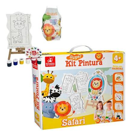 Imagem de Super Kit Pintura Safari C/ 4 Telas + Cavalete + 6 Tintas