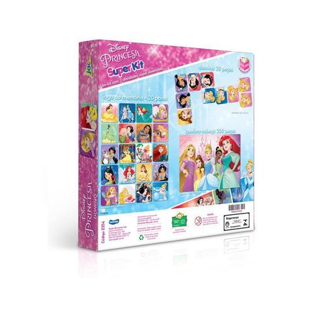 Jogo Toyster Super Kit Princesa Disney Dominó, Jogo De Memória E