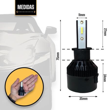 Super Led 6000K com 7800 Lúmens Code H3 By Tech One Imagem de Super Led 6000K com 7800 Lúmens Code H3 By Tech One