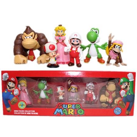 Imagem de Super Mario Bros Coleção 6 Bonecos Action Figure Na Caixa