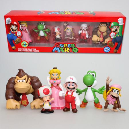 Imagem de Super Mario Bros Coleção 6 Bonecos Action Figure Na Caixa