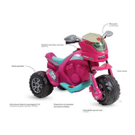 Imagem de Super Moto Thunder Pink Eletrica 12V - Bandeirante