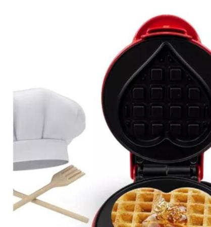 Imagem de Super Panela Grill Mini Waffles Coração Café Da Manha 110V