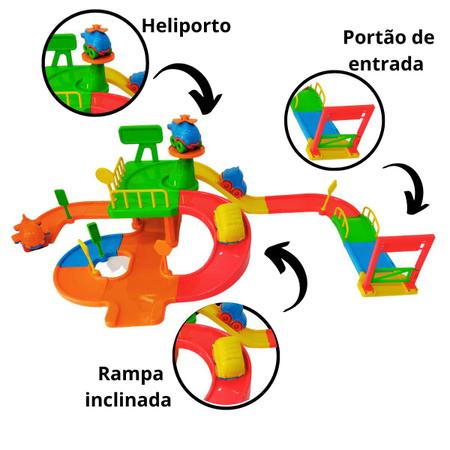 Pista de carrinhos brinquedo corrida infantil + 6 carrinhos pista baby  animal - Divplast - Pistas de Brinquedo - Magazine Luiza