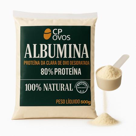 Albumina Pura 500g CP Ovos, 80% de proteína, clara de ovo em pó