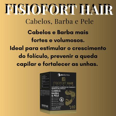 Imagem de Suplemento Alimentar de Vitaminas e Minerais Biocêutica Fisiofort Hair Cabelo, Barba e Pele Pote 60 Cápsulas 3 Unidades