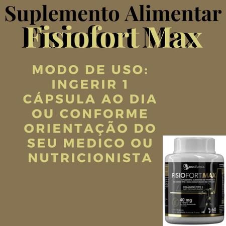 Imagem de Suplemento Alimentar de Vitaminas e Minerais Biocêutica Fisiofort Max Colágeno Tipo II Pote 60 Cápsulas Kit 6 Unidades