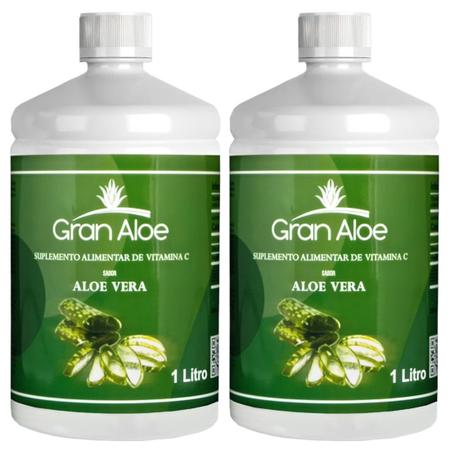 Imagem de Suplemento de Vitamina C Sabor Babosa Aloe Vera 1L Kit com 2 - Gran Aloe