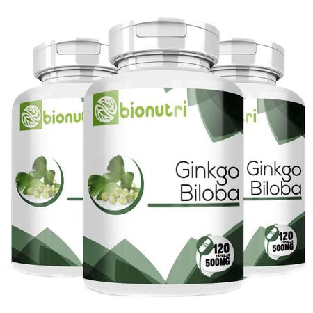Imagem de Suplemento em Capsula  Combo 3x Ginkgo Biloba 100% Puro 120 Caps 500 Mg - Bionutri
