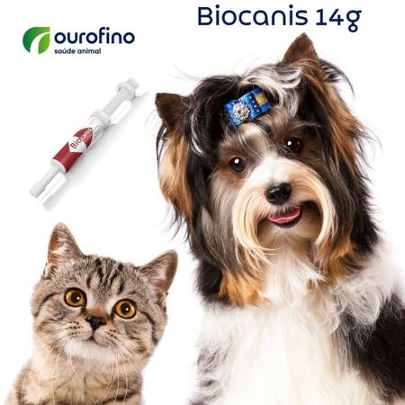 Imagem de Suplemento Probiótico Ourofino Biocanis p/ Cães e Gatos 14g