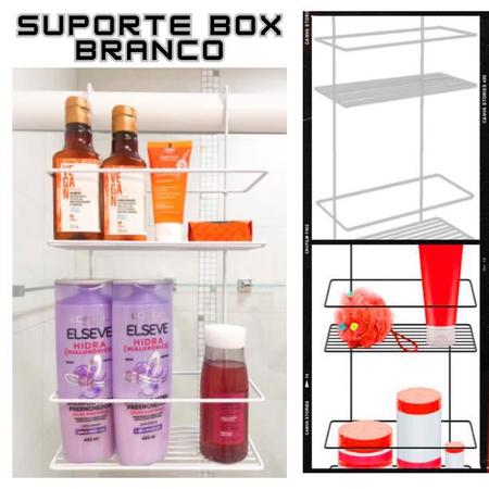 Imagem de Suporte 2 Andares Porta Shampoo Encaixar No Box Banheiro Organizador Duplo
