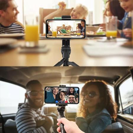Imagem de Suporte 2x1 Mini Tripé Steadicam Para Celular Camera Microfone Lapela Gravação Vídeo