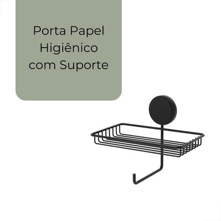 Imagem de Suporte Adesivo Para Papel Higiênico Porta Objeto Preto
