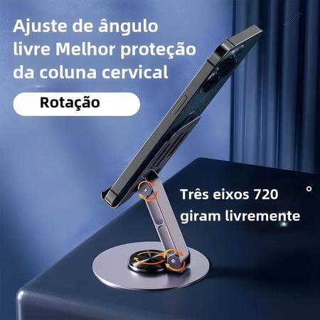 Imagem de Suporte Ajustável para Tablet - Alumínio, 720° Giratório, Dobrável e Portátil