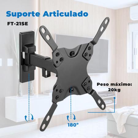 Imagem de Suporte Articulado para TV LED / OLED / QLED até 47" com Peso até 20kg FT-21SE - Fixatek