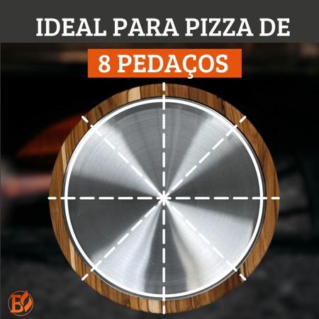 Imagem de Suporte Bandeja Com Forma De Alumínio 35Cm Para Cortar E Servir Pizza