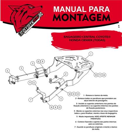 Imagem de Suporte Bau Cb 500x Reforçado Coyote Bagageiro Honda Cb500 X