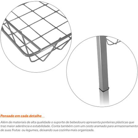 Imagem de Suporte Bebedouro Botijão Mini Balcão Cesto E Tampo Prata