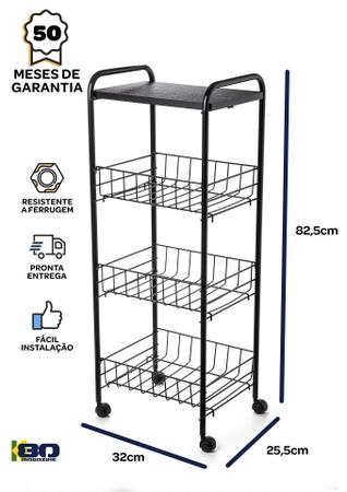 Imagem de Suporte Bebedouro Purificador Fruteira Organizador Cozinha 3 Andar Preto 50 Meses Garantia