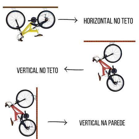 Imagem de Suporte Bicicleta De Parede Teto Horizontal Gancho Fixo Aço Carbono Bike Branco Suporta Até 20kg