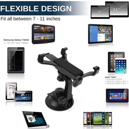 Imagem de Suporte Carro Para Tablet iPad GPS Carro Tipo Ventosa Veicular Mesa Vidro 7 A 11 Polegadas