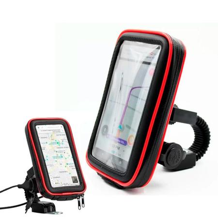 Imagem de Suporte Celular Moto Carregador Usb Case A Prova D'agua 360