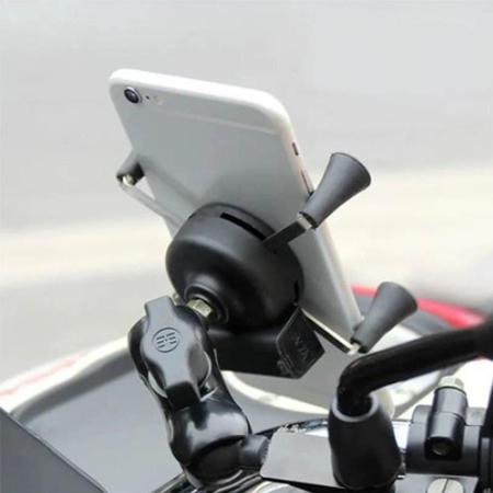 Imagem de Suporte Celular Moto Carregador Usb Com Garra Unive Lt-Su001