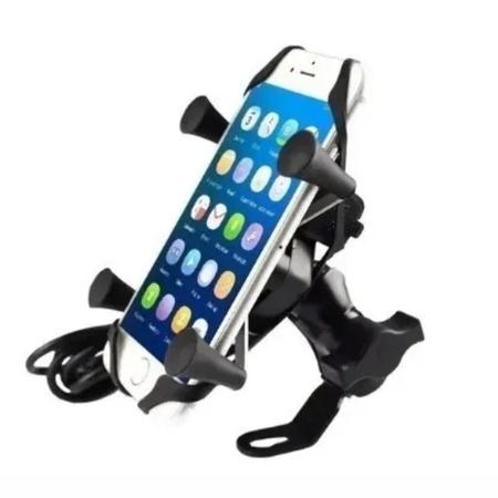 Suporte Celular Moto Entrada Usb Carregador Universal Garra - Mdo Imagem de Suporte Celular Moto Entrada Usb Carregador Universal Garra