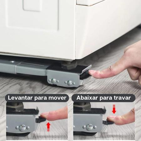 Imagem de Suporte Com Rodinhas Base Ajustável Máquina Lavar Fogão Geladeira Móveis Resistente