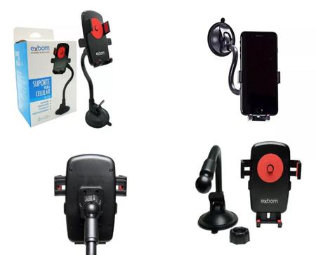 Suporte de Carro Para Celular Encaixe Univeral Fixação por Ventosa 1 Peça - SP-T24S - Exbom Imagem de Suporte de Carro Para Celular Encaixe Univeral Fixação por Ventosa 1 Peça - SP-T24S