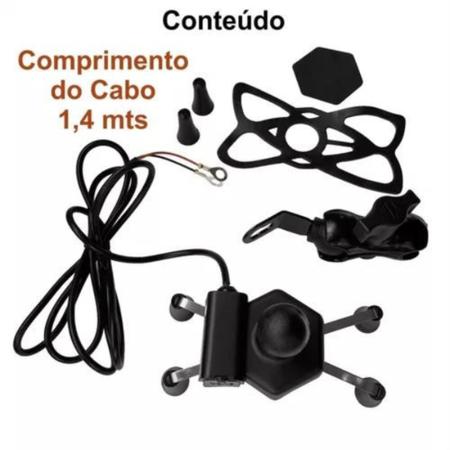 Imagem de Suporte de Celular Carregador Bateria da Moto Bike Bicicleta Triciclo Cross Garra Universal Seguro