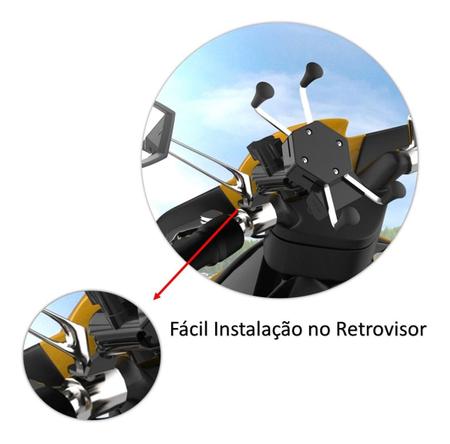Imagem de Suporte De Celular Smartphone Para Moto Com Carregador USB Suporte Aranha Garra