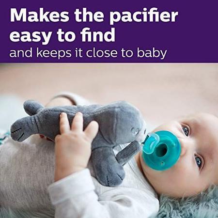 Suporte de chupeta com pelúcia removível, seguro e macio para bebês, 0m+ - Philips AVENT Imagem de Suporte de chupeta com pelúcia removível, seguro e macio para bebês, 0m+