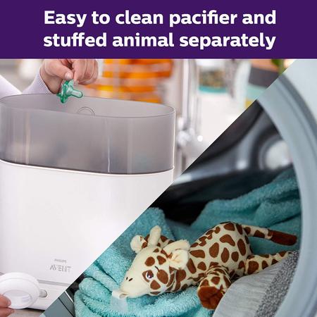 Suporte de chupeta com pelúcia removível, seguro e macio para bebês, 0m+ - Philips AVENT Imagem de Suporte de chupeta com pelúcia removível, seguro e macio para bebês, 0m+